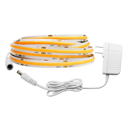 UL 24W 48W DC12V COB LED Strip 5.5mm Male Connector US EU Plug